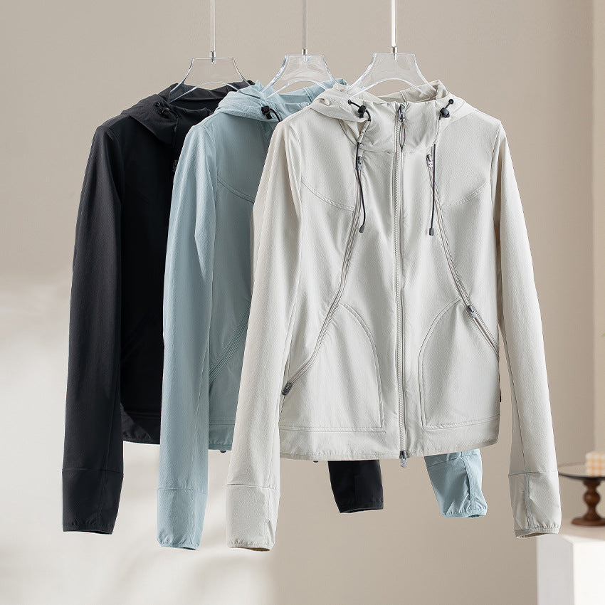 Women's Ultralight Hooded Windbreaker with Two-Way Zipper Chichicherry