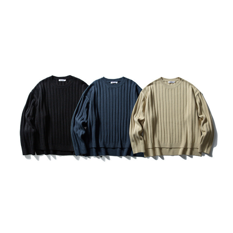 Unisex chunky knit pullover with wide rib pattern and loose fit Chichicherry
