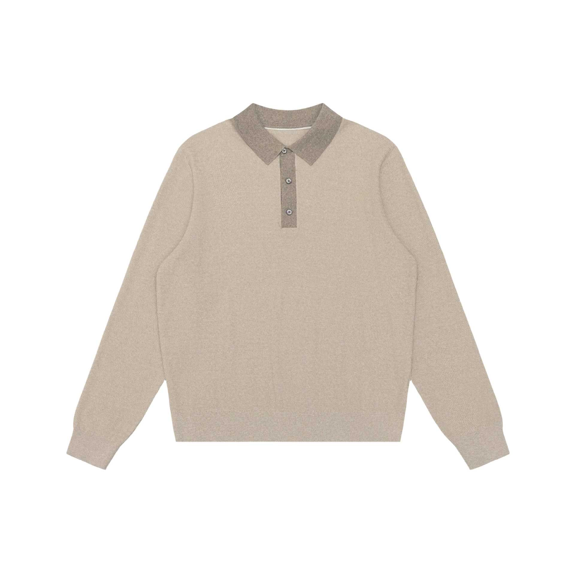 Unisex Structured Polo Collar Knit Sweater with Half Button Placket Chichicherry