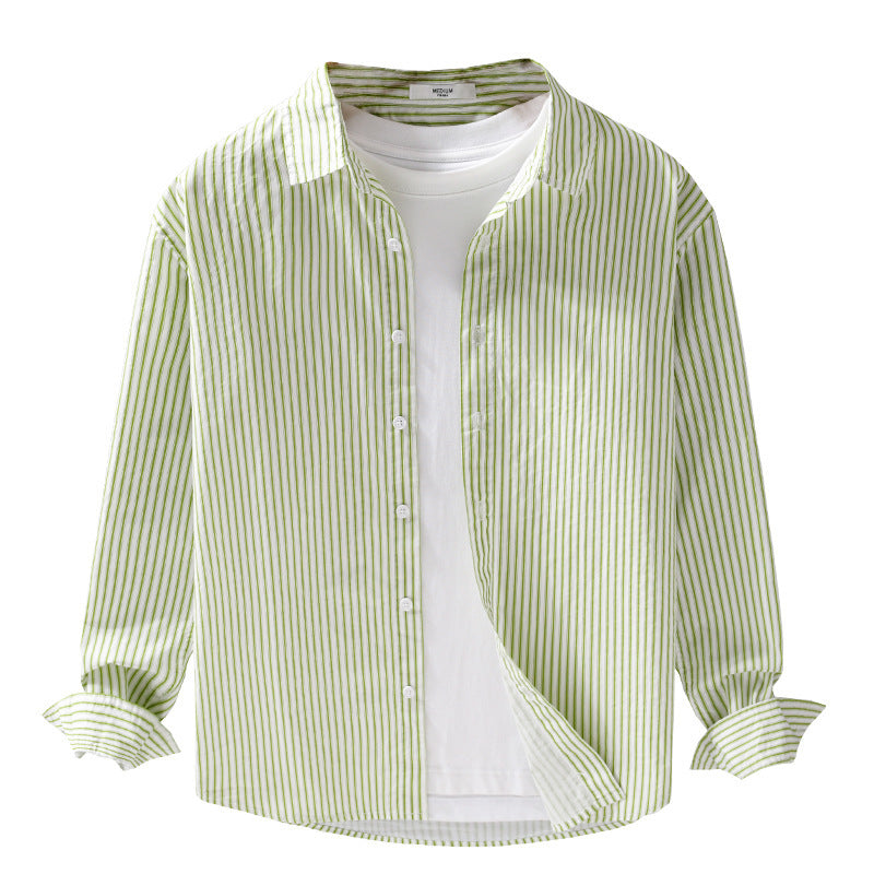 Men's Relaxed-Layering-Shirt with fine vertical stripes, Kent collar and soft cotton blend Chichicherry
