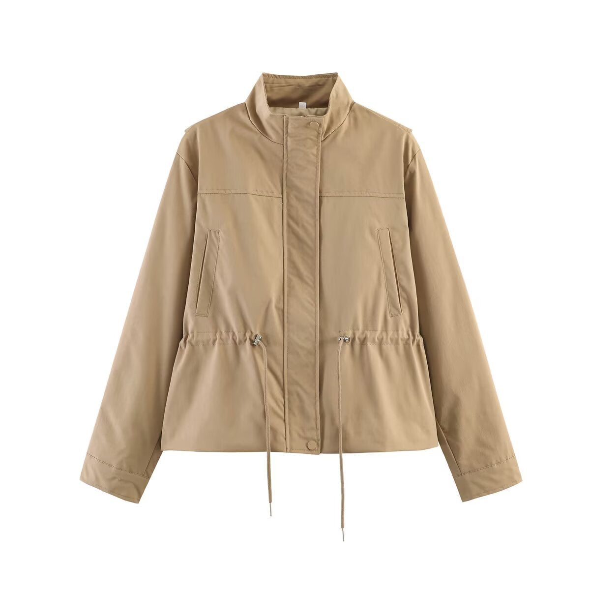 Women’s lightweight transition jacket with drawstring waist and standing collar Chichicherry