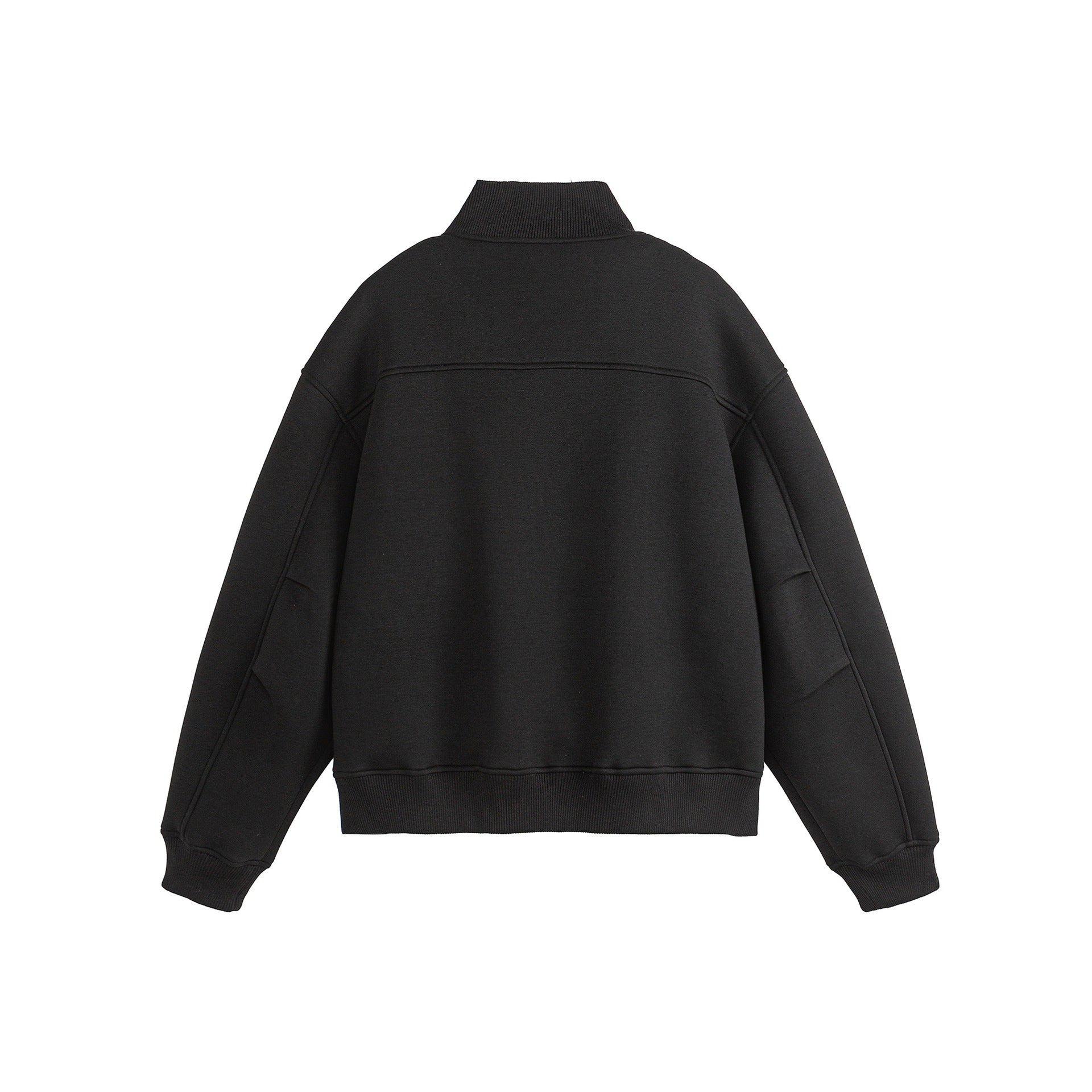 Unisex Boxy-Zip Sweat Jacket with Funnel Neck and Ribbed Cuffs Chichicherry