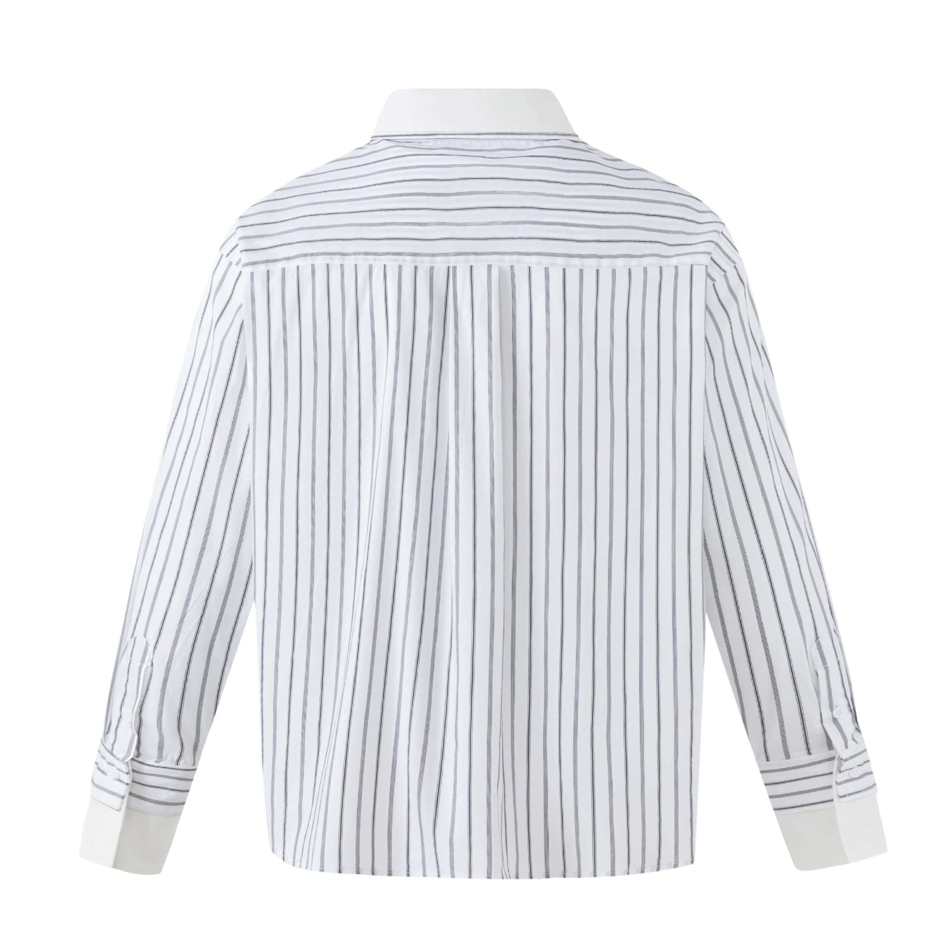 Women Striped Oversized Shirt with Contrast Kent Collar Chichicherry
