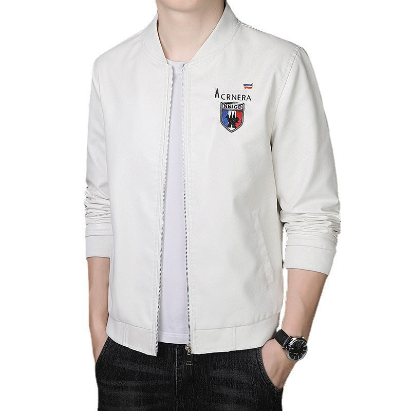 Men's lightweight bomber jacket in casual urban style with embroidered emblem and ribbed cuffs Chichicherry