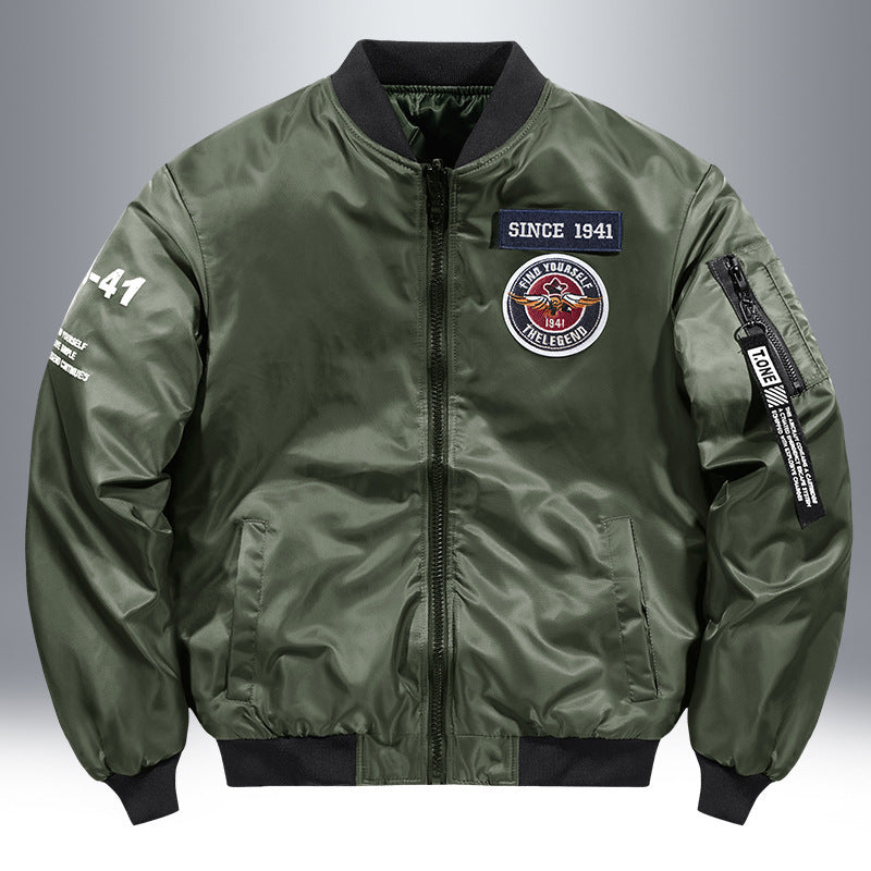 Men's pilot bomber jacket with patch details, nylon shell and arm pocket Chichicherry
