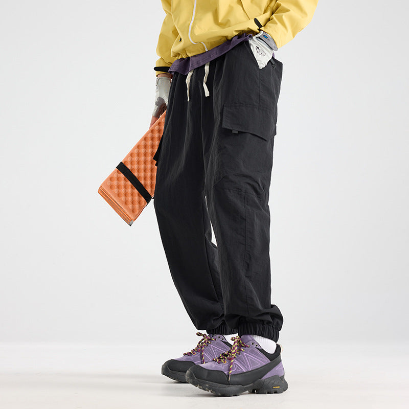 Men's Lightweight Utility Cargo Pants made of Ripstop with Elastic Hem and Multiple Pockets Chichicherry