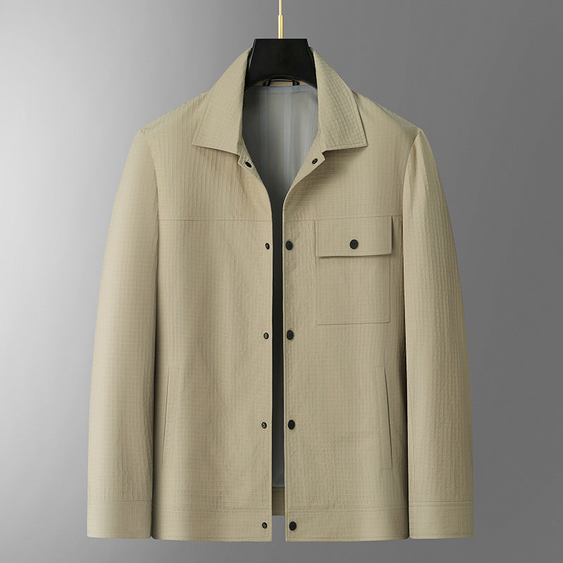 Men's lightweight structured overshirt jacket with snap button closure and chest pocket Chichicherry