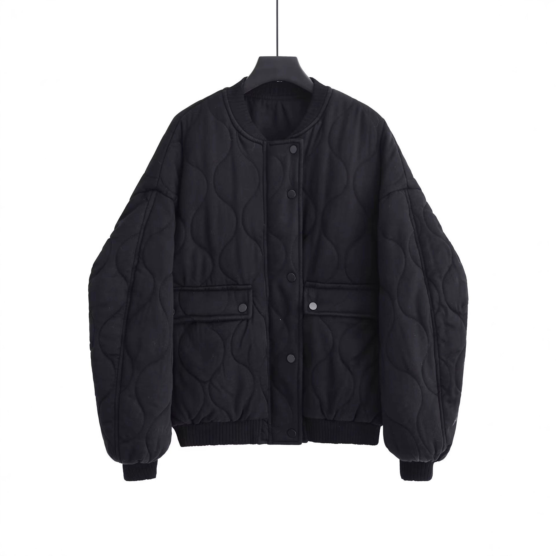 Women's Quilted Bomber Jacket with Organic Quilting and Snap Front Chichicherry