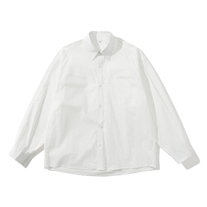 Unisex Lightweight Oversize Shirt in Boxy Cut with Chest Pocket and Rounded Hem Chichicherry