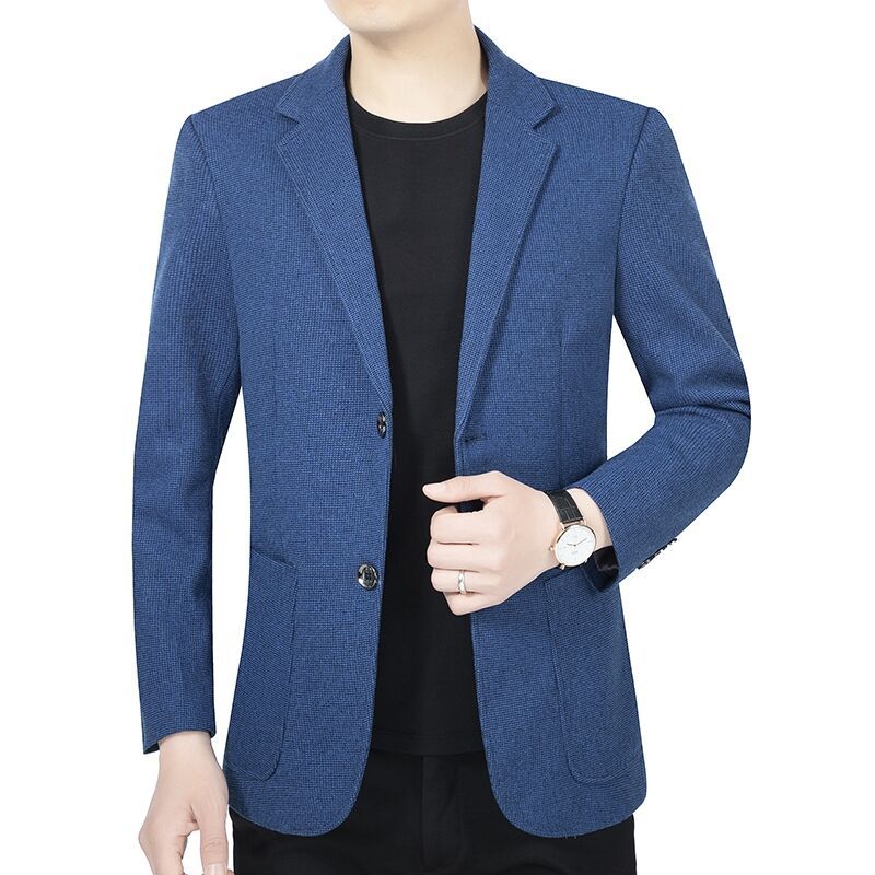 Men's Tailored Wool Blend Blazer in Casual Style with Patch Pockets Chichicherry