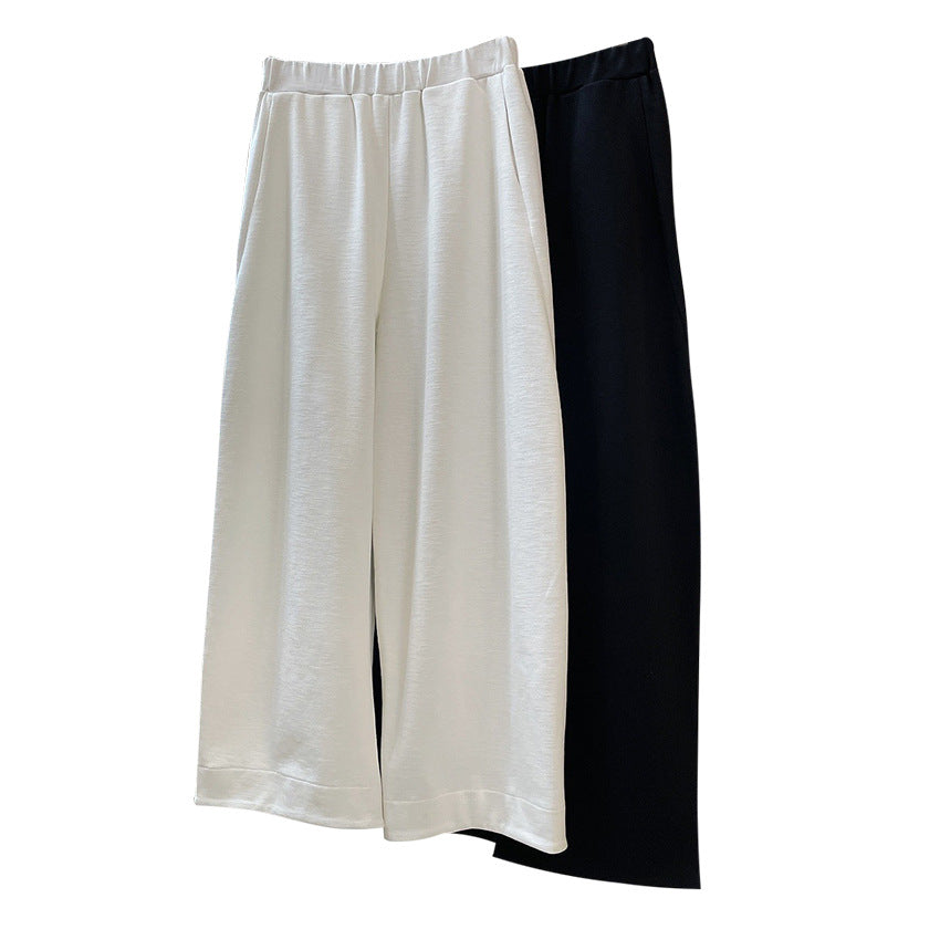 Women Wide High-Waist Sweatpants made of Cotton Fleece with Elastic Waistband and Side Pockets Chichicherry