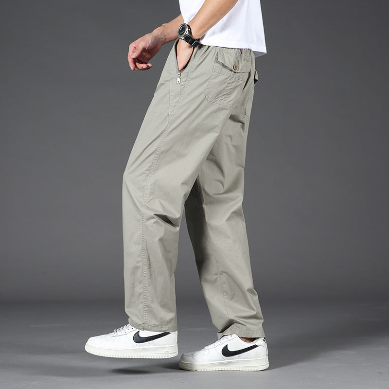 Men's Light Relaxed-Fit Chino Pants with Elastic Waistband & Straight Leg Chichicherry
