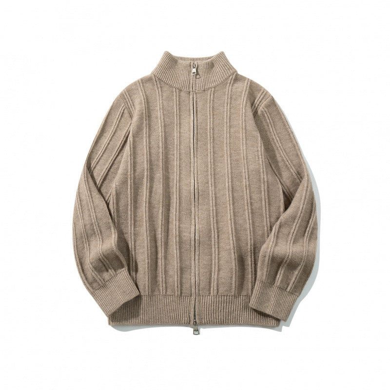 Unisex Zip Sweater with Stand-Up Collar and Vertical Structure Chichicherry