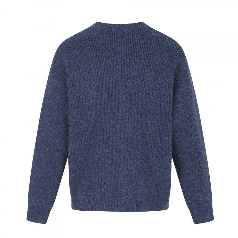 Unisex Boxy Knit Jacket with Round Neck, Continuous Button Placket and Fine Waffle Structure Chichicherry