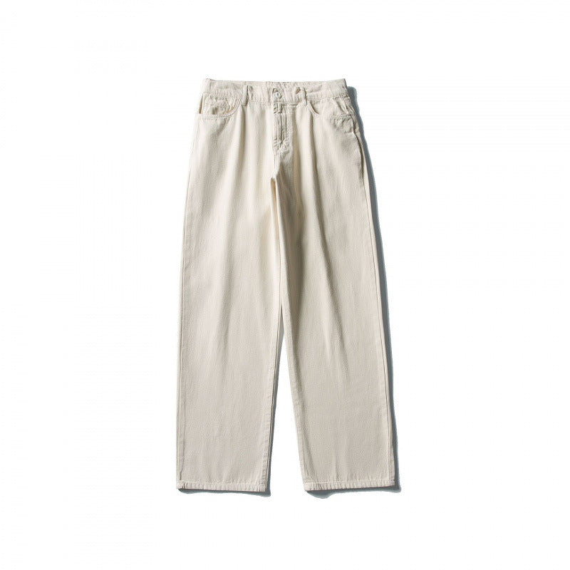 Men Straight Cut Comfort Canvas Pants with High Waist Chichicherry