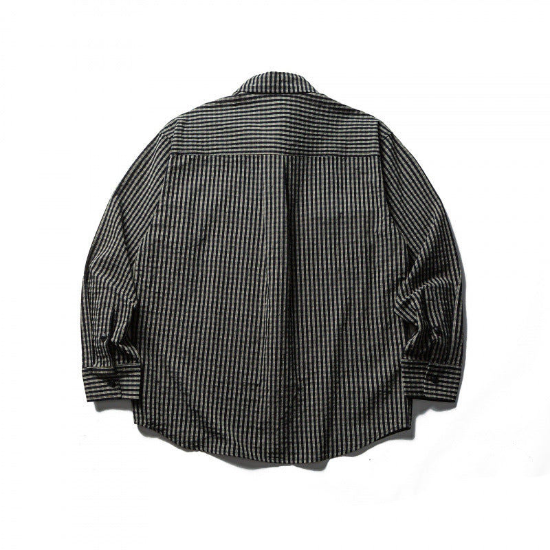 Men's Boxy Overshirt made of lightweight cotton blend with fine check pattern and chest flap pockets Chichicherry
