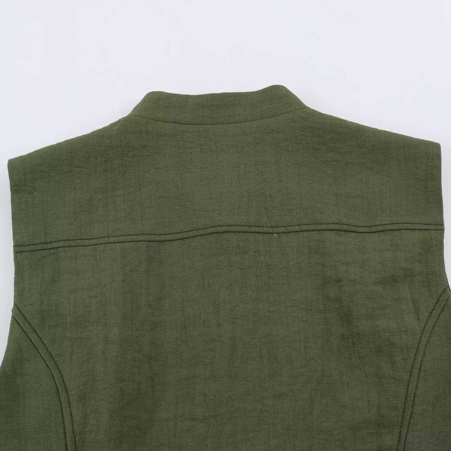 Women's Military-Inspired Tailored Vest with Stand-Up Collar and Decorative Button Placket Chichicherry