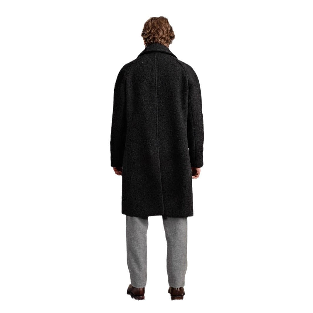 Men's Mid-Length Teddy Wool Coat with Patch Pockets and Stand Collar Chichicherry