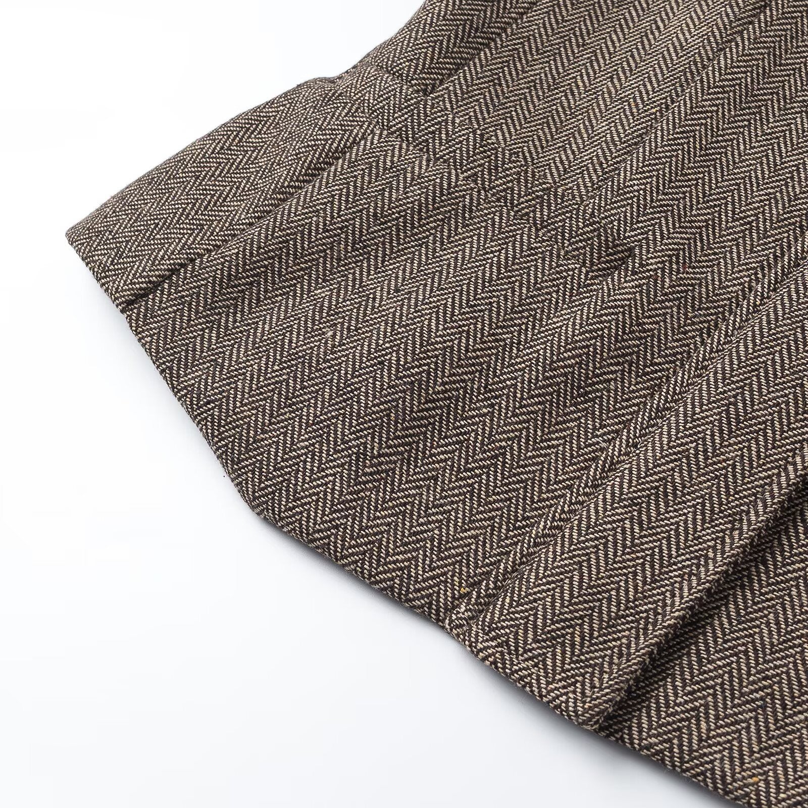 Women's Tailored Sleeveless Long Waistcoat with Herringbone Structure Chichicherry