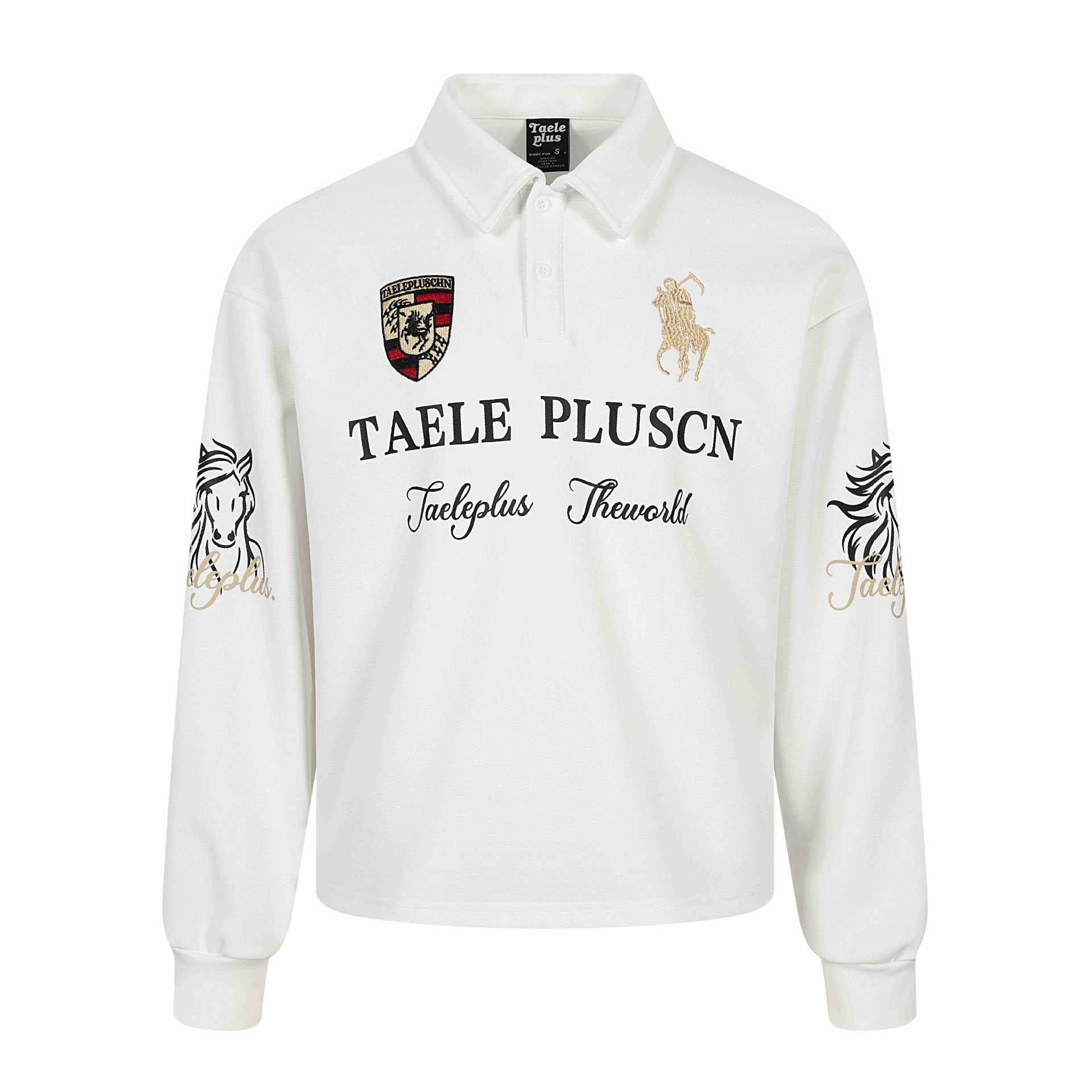 Unisex Long-Sleeve Rugby Polo Shirt with Embroidery and Kent Collar Chichicherry