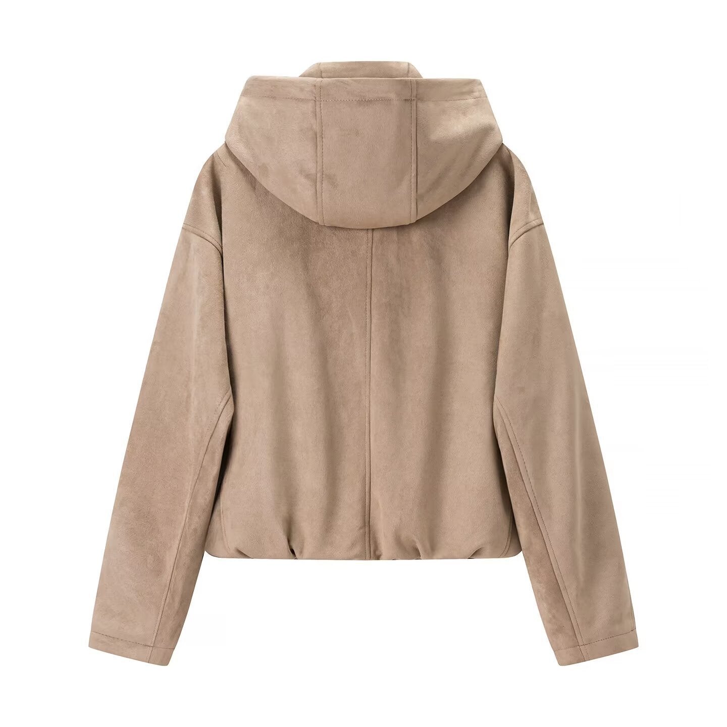 Women's short jacket in suede look with hood, drawstring, and zipper Chichicherry