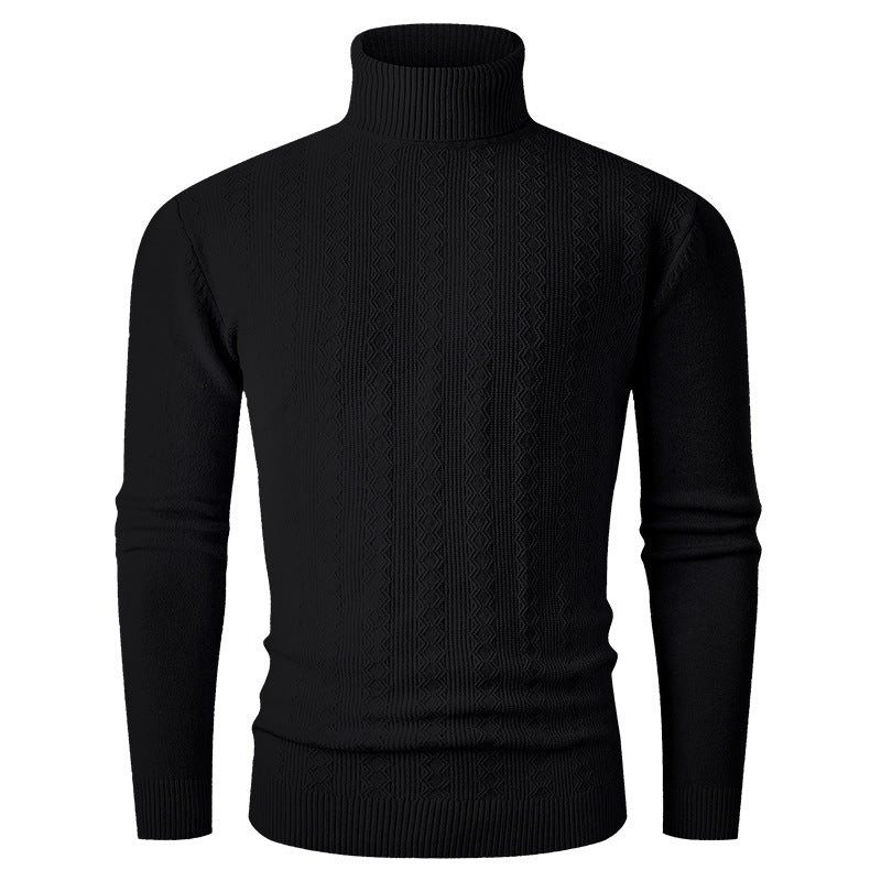 Men's turtleneck sweater made of fine knit with cable pattern and slim silhouette Chichicherry