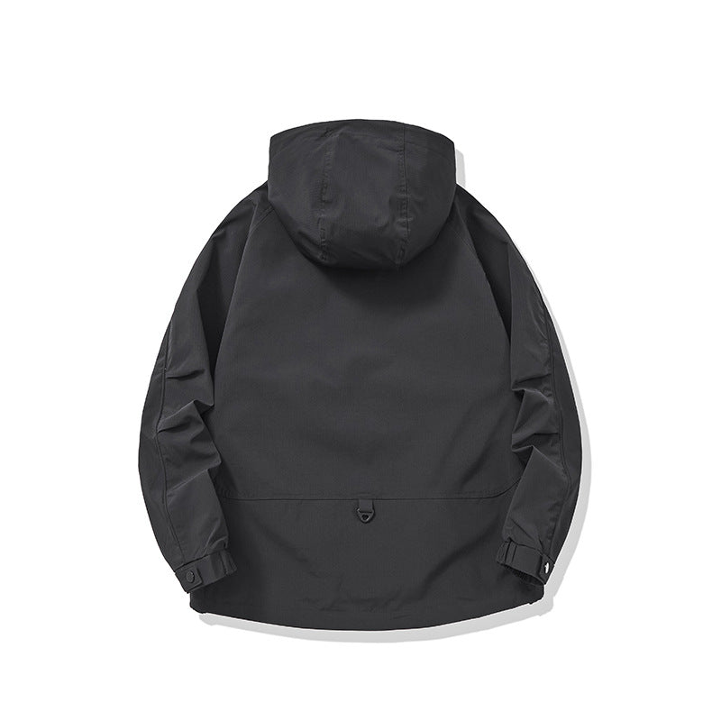 Unisex Technical Utility Field Jacket with Hood and Multiple Zipper Pockets Chichicherry