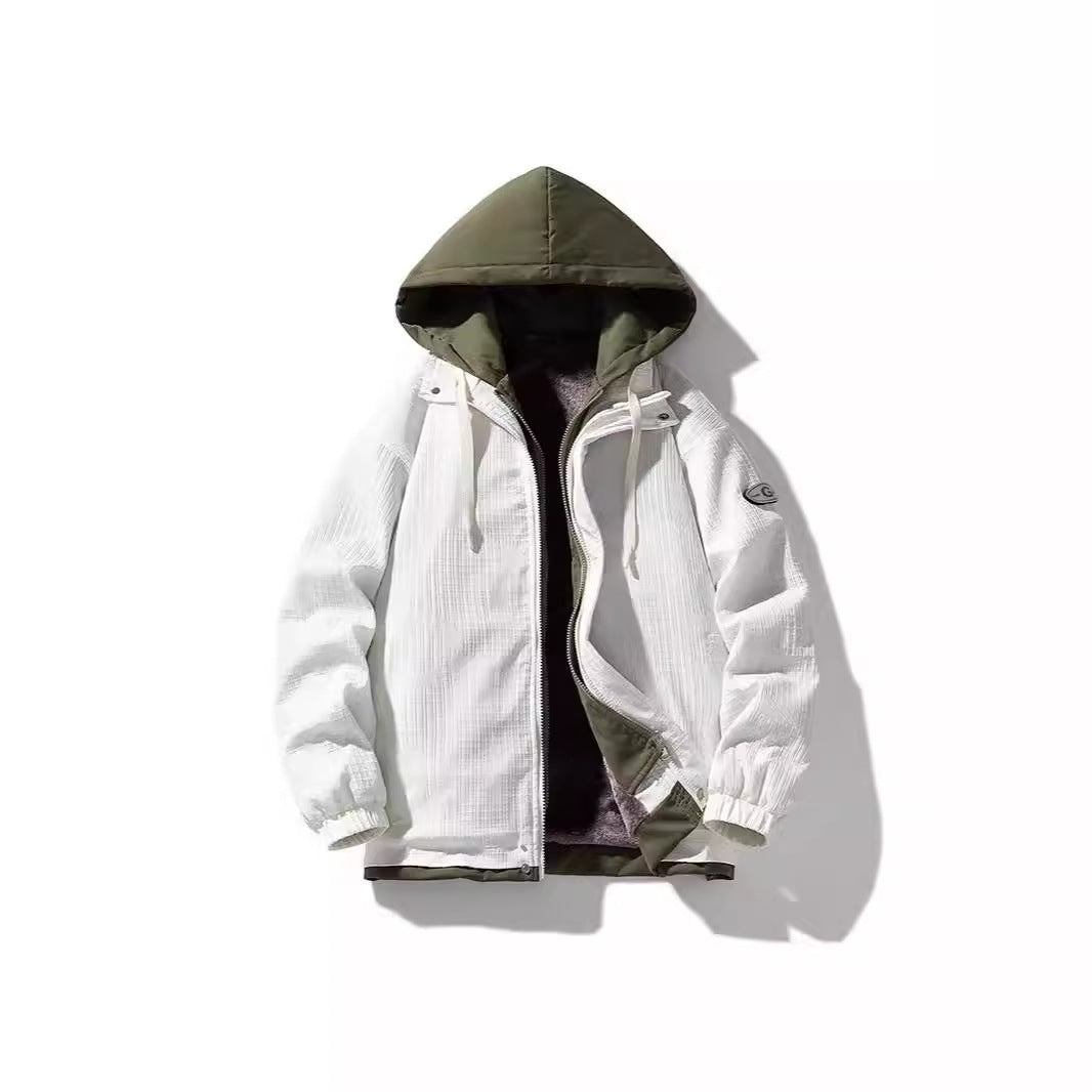 Men's Padded Hooded Jacket with Graphic Print, Teddy Inner Lining and Windproof Outer Shell Chichicherry