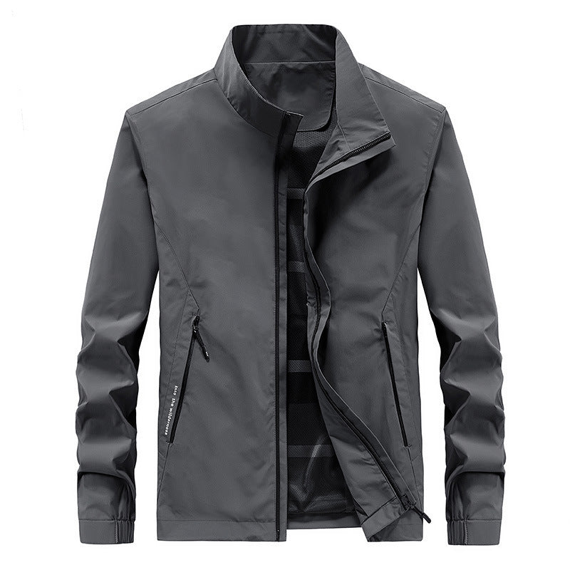Men's lightweight water-repellent transitional jacket with stand-up collar and concealed zip pockets Chichicherry