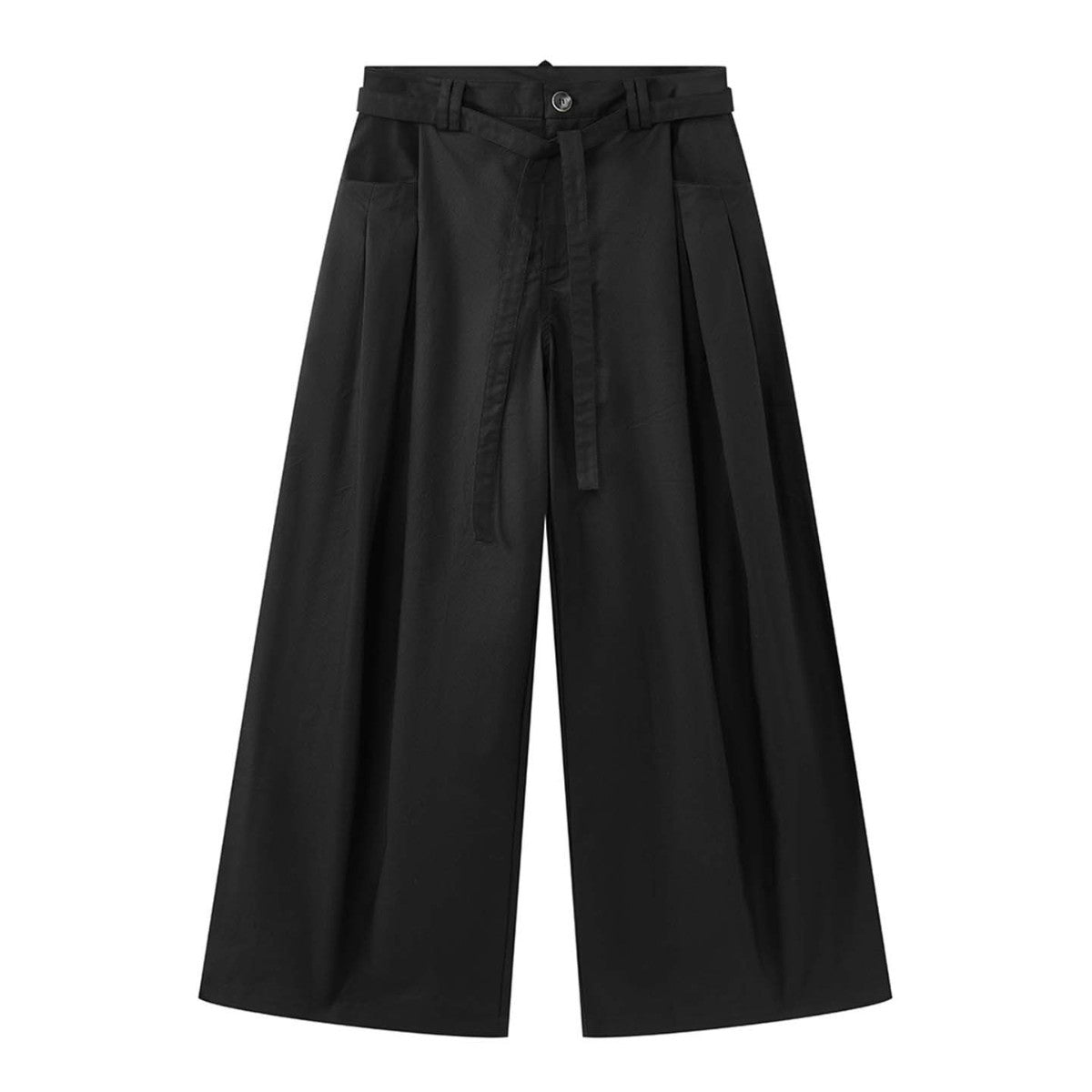 Women Wide Pleated Trousers with High Waist and Tie Belt Chichicherry