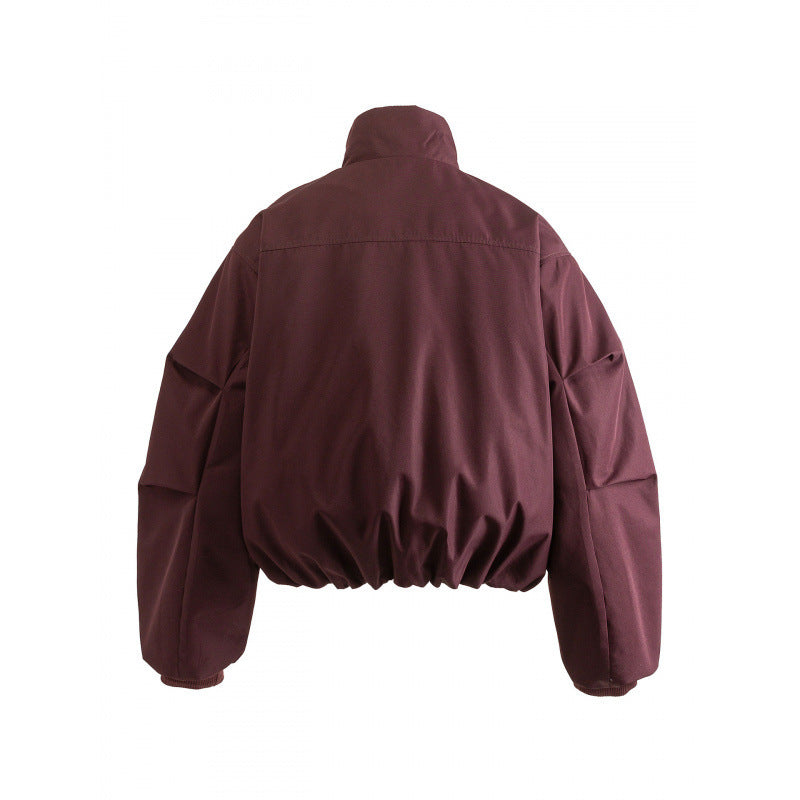 Unisex Boxy quilted bomber jacket with high stand-up collar and flap pockets Chichicherry