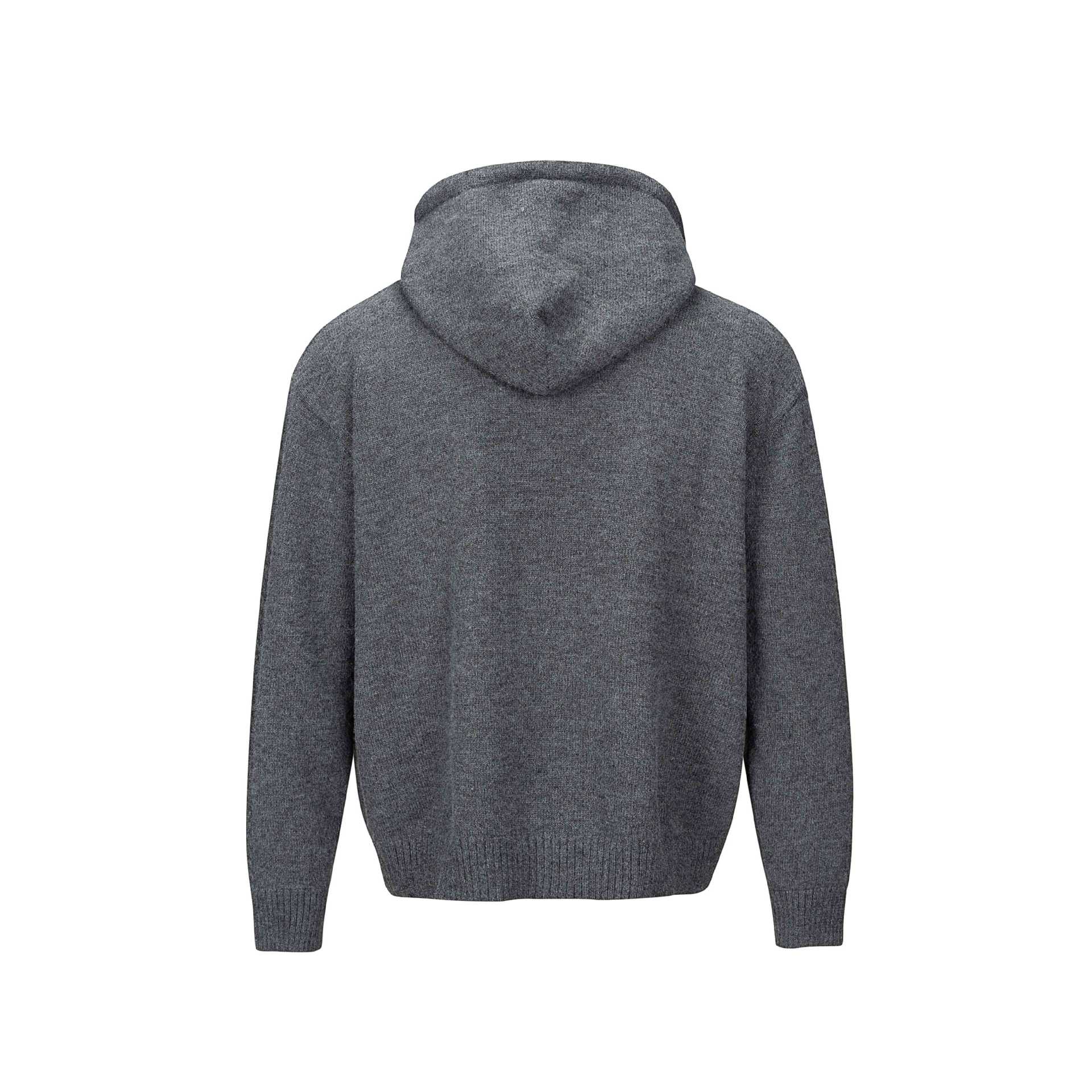 Unisex hooded cardigan with button placket, brushed knit texture and ribbed cuffs Chichicherry