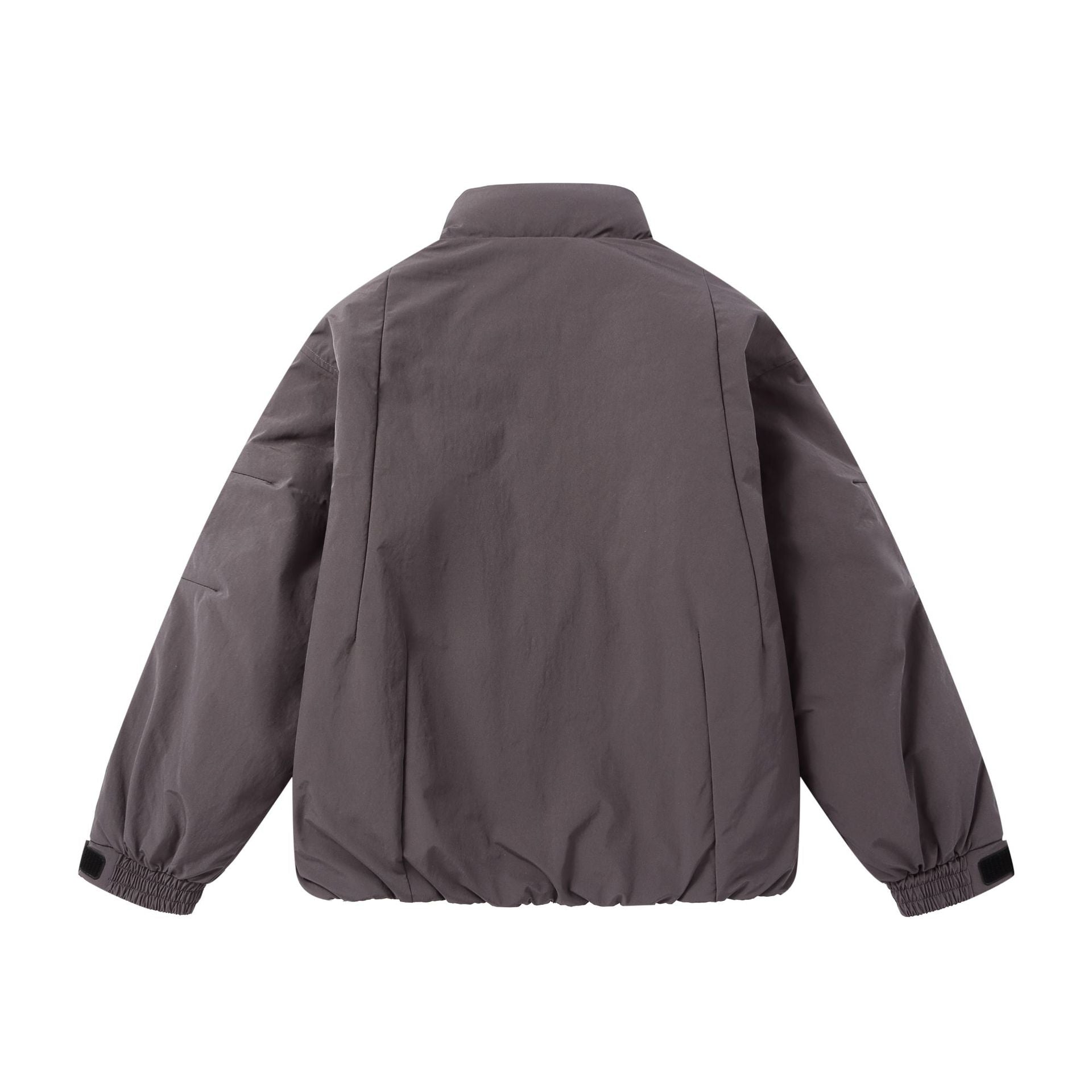 Men's short puffer jacket with protective stand-up collar, concealed zipper, and elastic hem Chichicherry
