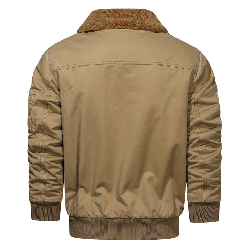 Men's pilot blouson in canvas utility style with sherpa collar and sleeve pocket Chichicherry