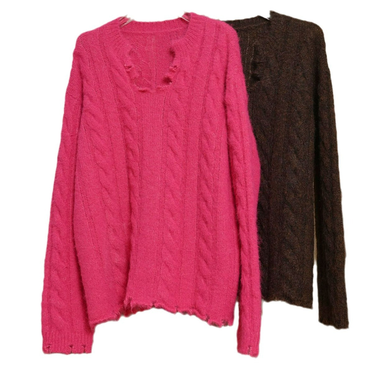 Women's Oversized Mohair-Optic Sweater with Fluffy Texture and Relaxed Silhouette Chichicherry