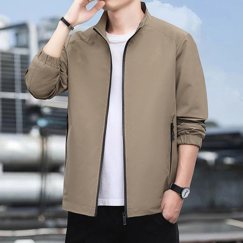 Men's Lightweight Softshell Jacket with Stand-up Collar, Full-Length Zipper and Elastic Cuffs Chichicherry