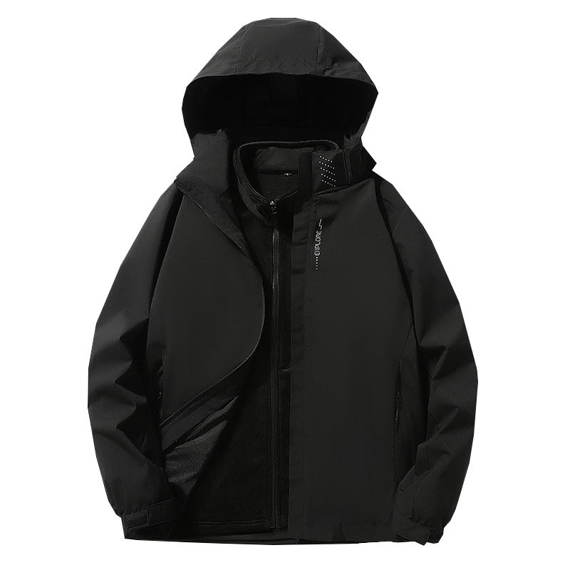 Men's three-layer waterproof outdoor softshell jacket with detachable fleece inner jacket Chichicherry