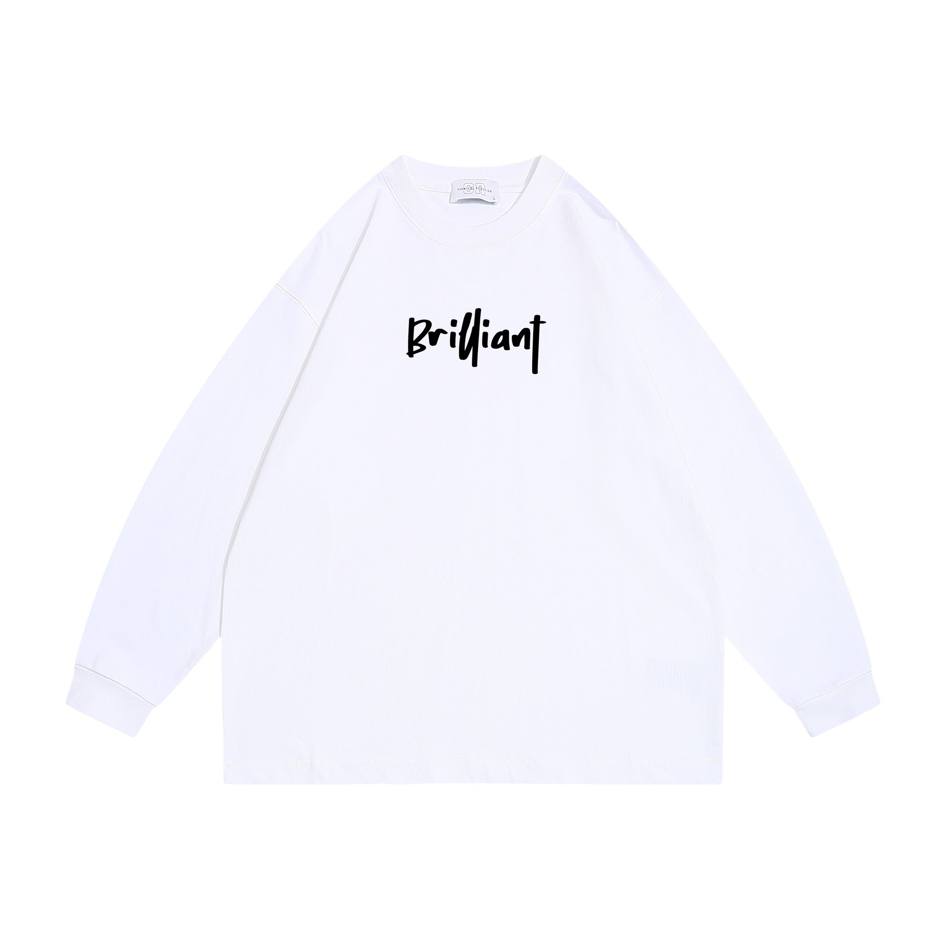 Unisex Oversized Sweatshirt with Front Print 'Brilliant', Raglan Sleeves and Ribbed Crew Neck Chichicherry