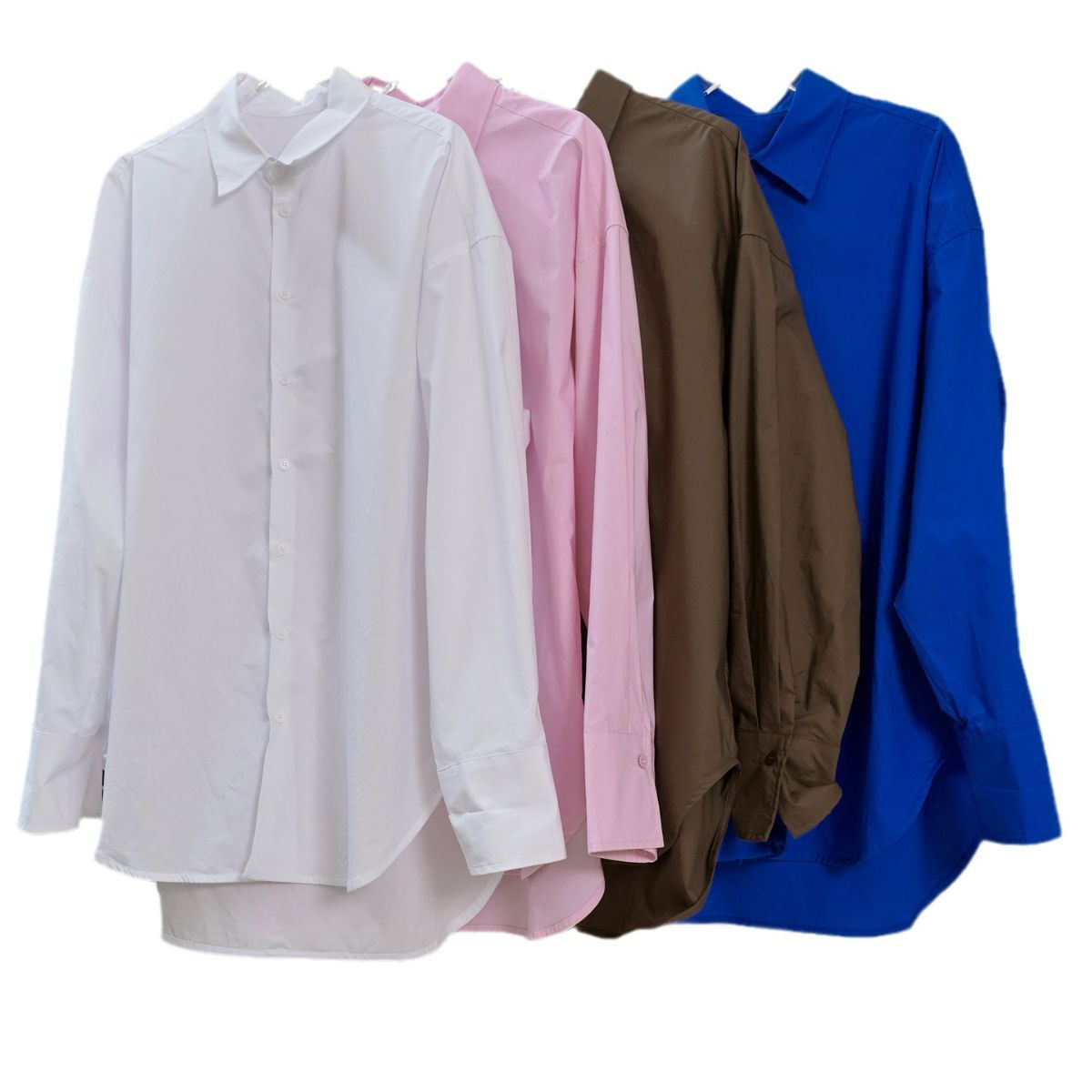 Women Extra Wide Cotton Poplin Shirt in Tunic Look with Extended Back Chichicherry