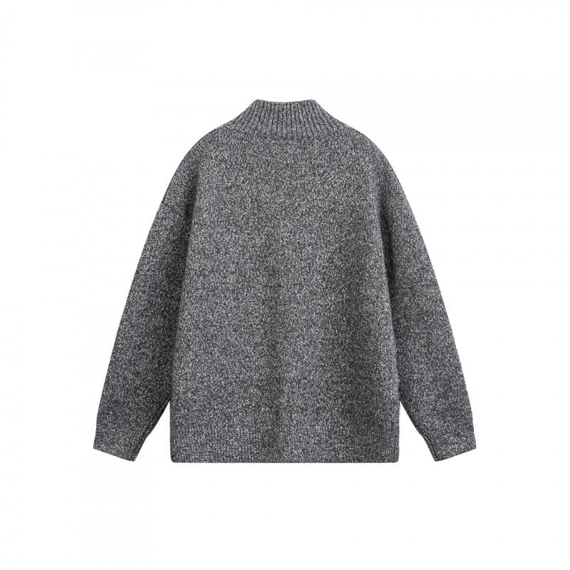 Unisex Chunky Knit Oversized Cardigan with Stand-Up Collar and Full Button Placket Chichicherry