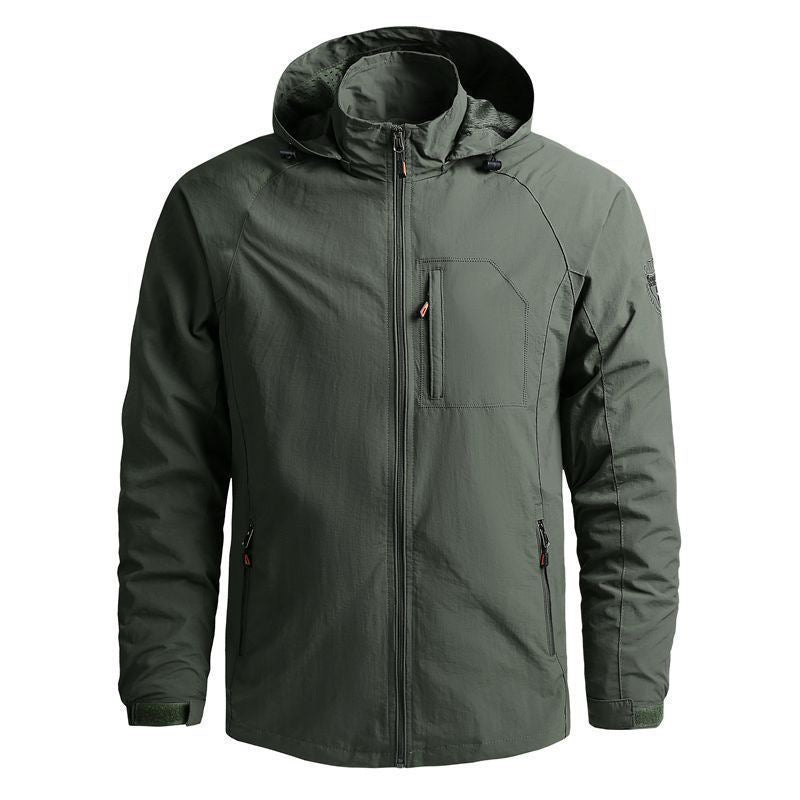 Men's lightweight technical hooded field jacket with chest zipper and multifunctional pockets Chichicherry