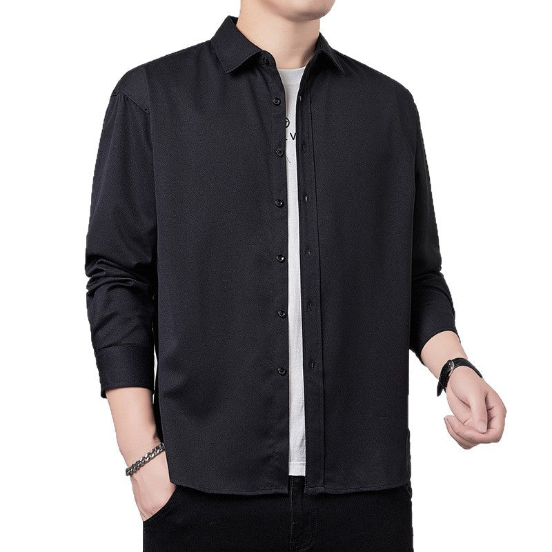 Men's Long Sleeve Shirt with Relaxed Fit and Light Satin Look Chichicherry