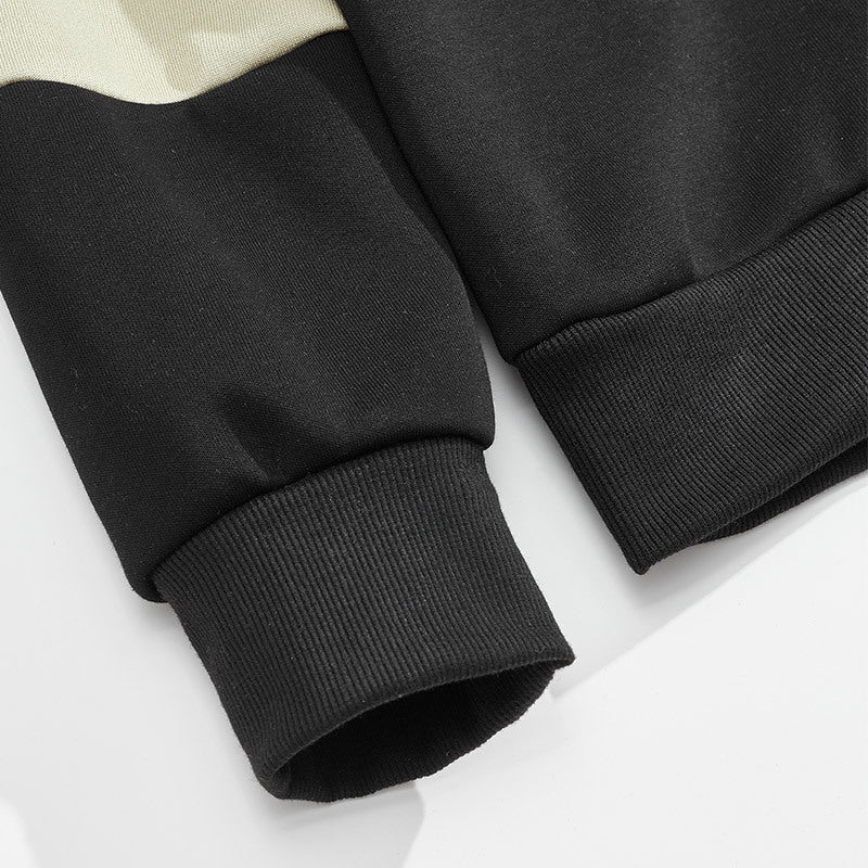 Men's Relaxed Polo Sweatshirt with Snap Button Placket and Contrast Arm Details Chichicherry