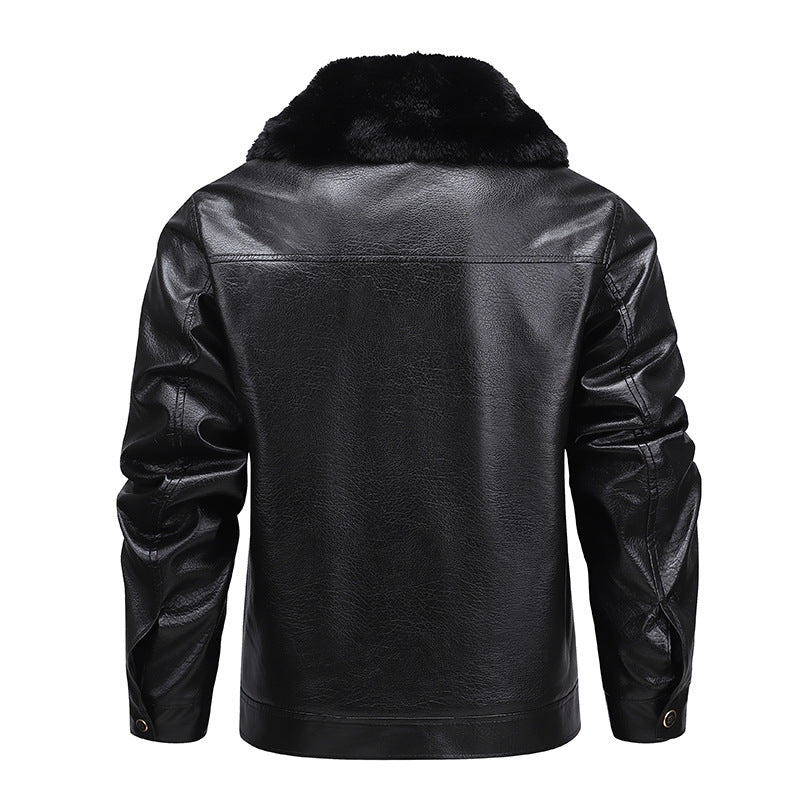 Men's faux leather pilot jacket with full teddy lining and distinctive fur collar Chichicherry