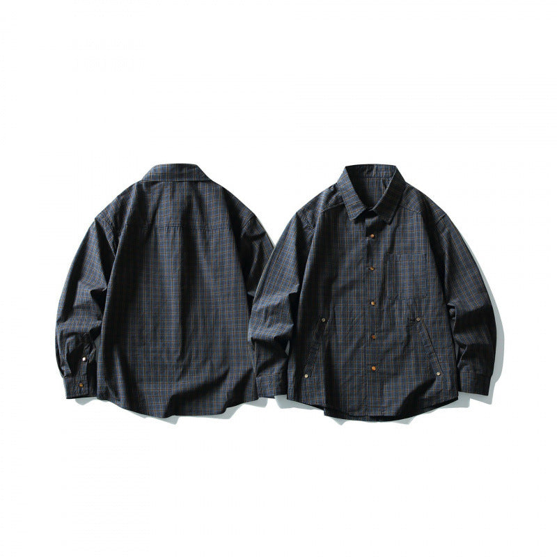 Men's overshirt in check pattern with front pockets and snap button placket Chichicherry