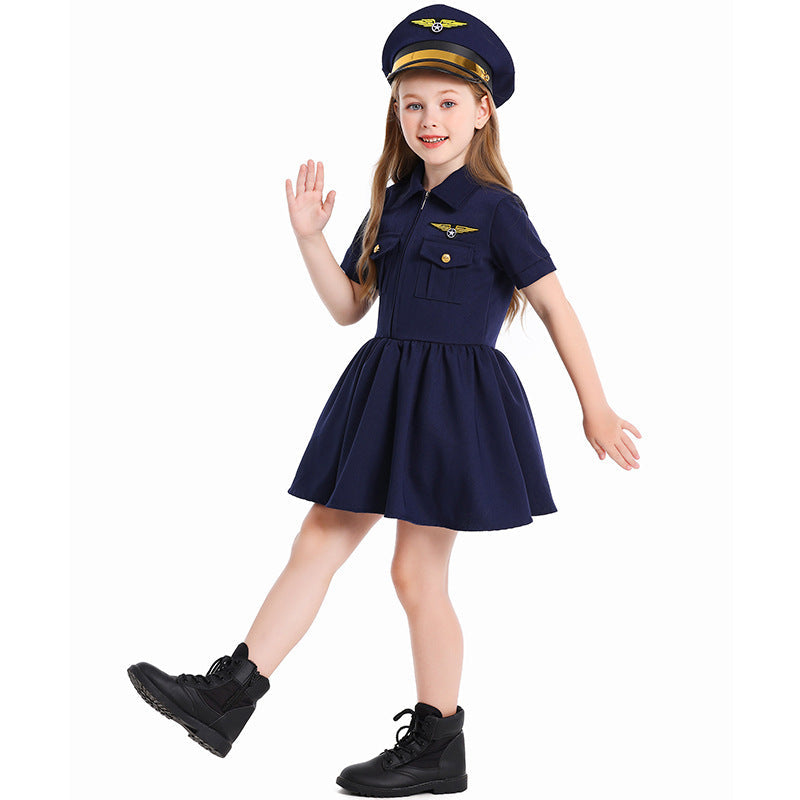 Girl pilot dress with stylish cut and detailed accessories Chichicherry