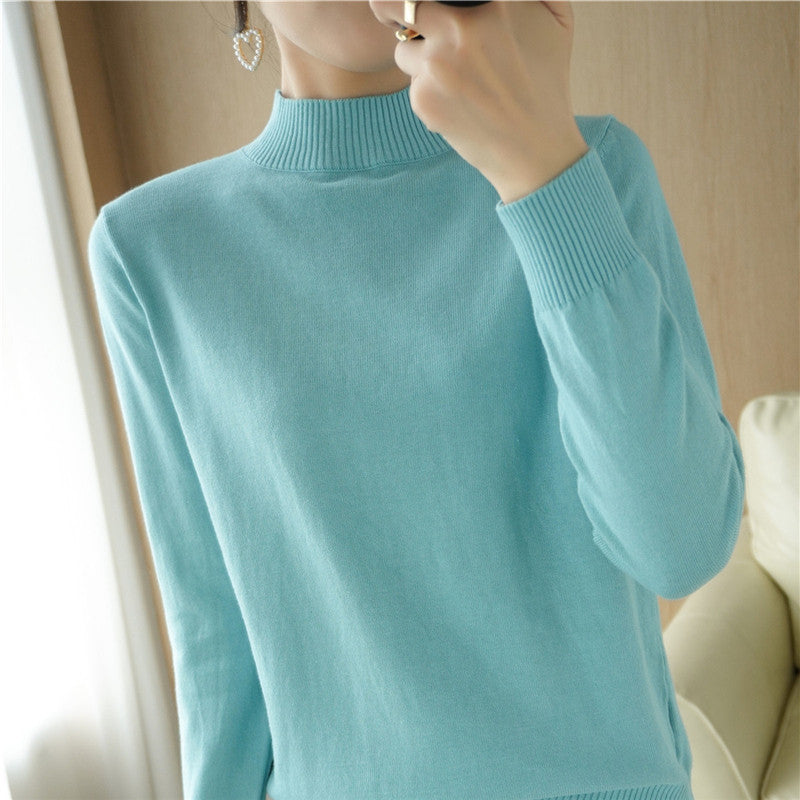 Ladies Lightweight Short-Cut Stand Collar Sweater made of Fine Knit with Extended Ribbed Cuffs Chichicherry