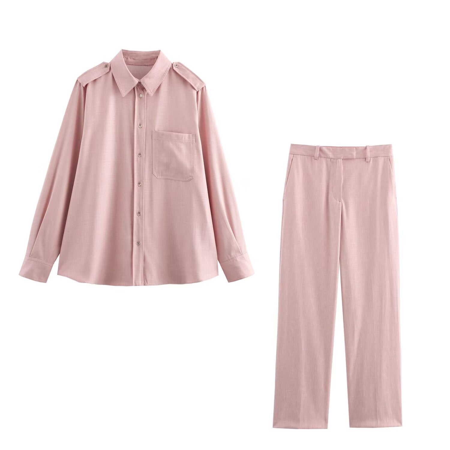 Women's Loose High-Waist Fabric Pants in Linen Look with Straight Leg Chichicherry