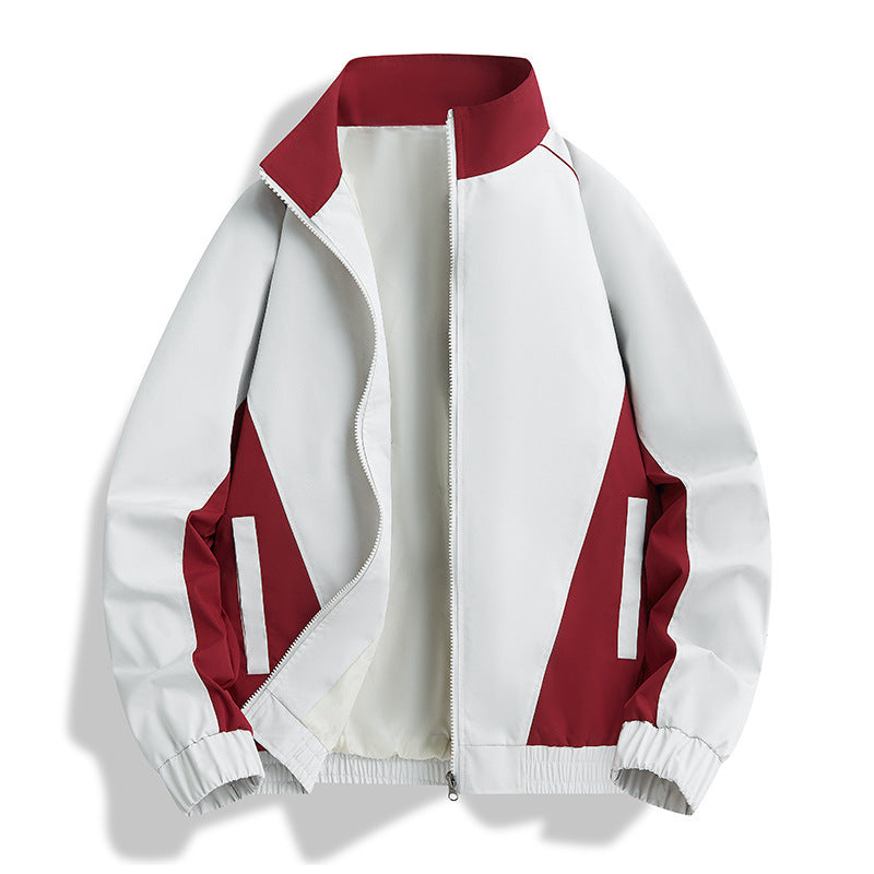 Men's Lightweight Athletic Softshell Training Jacket with Contrast Panels, Stand Collar & Elastic Hem Chichicherry