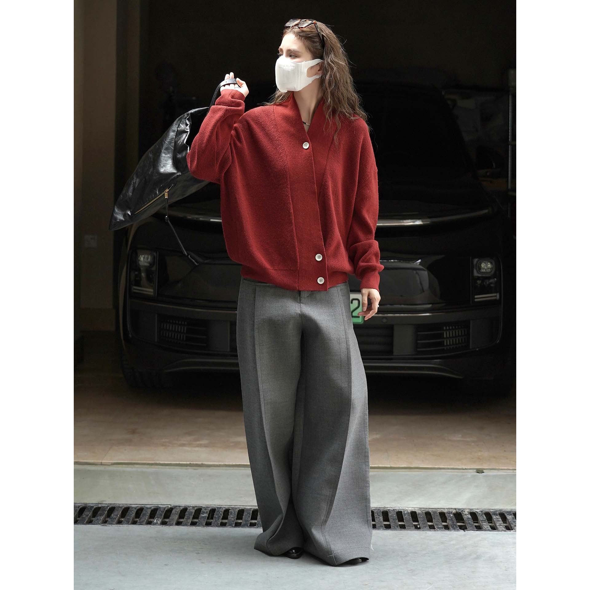 Women's Oversize Knit Cardigan with Shawl Collar and Button Placket Chichicherry